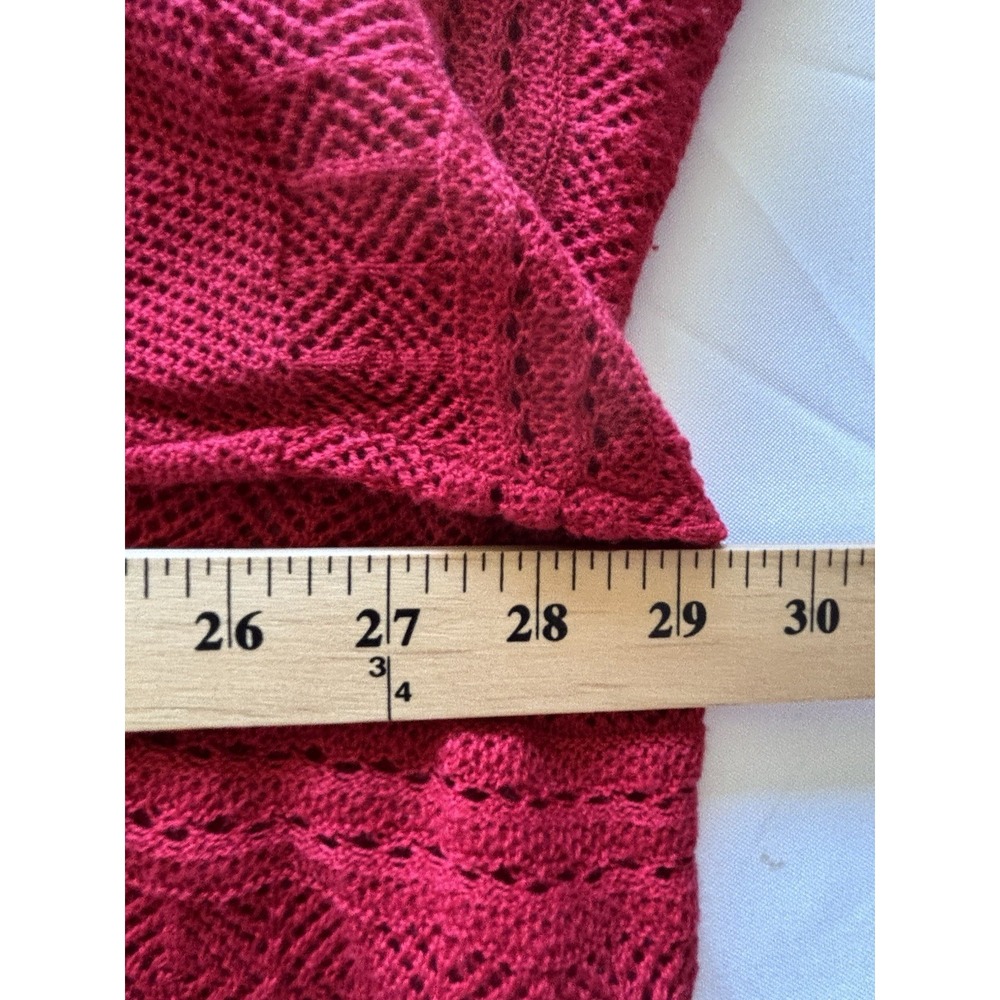Denim 24/7 Shrug Cardigan Crop 4X Red Crochet Open Knit Y2K Classic NWOT NEW - Picture 6 of 8
